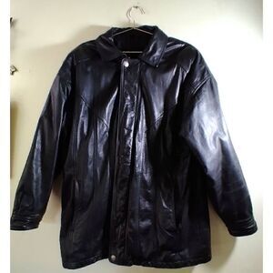 Wilson's Leather Coat Size Medium Black Bottom Button Need Fix